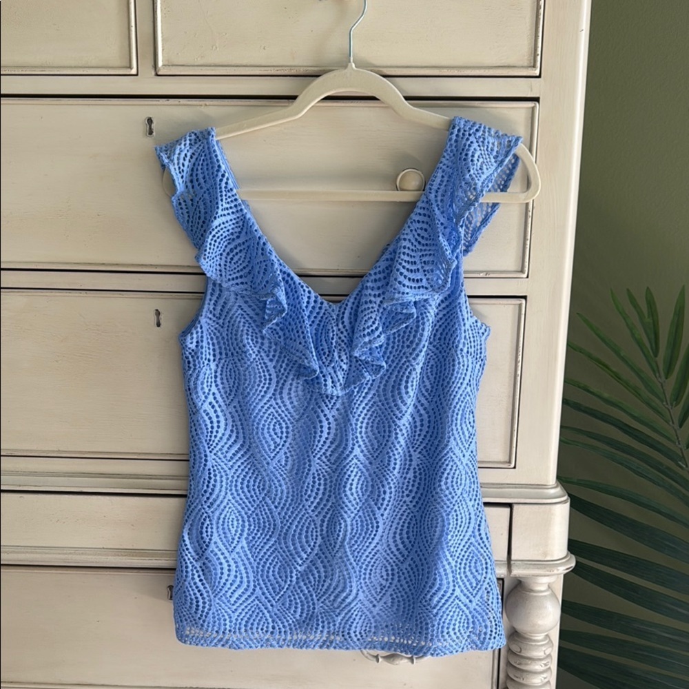 Lilly Pulitzer Alessa Top blue Peri Lace size S